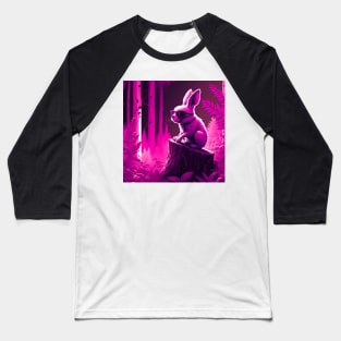 Quirky Magenta Rabbit Baseball T-Shirt